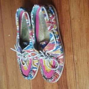 Colorful Sperry with beaded top - size 7.5